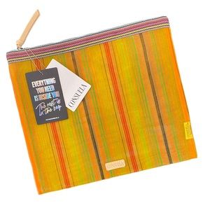 Consuela’s Extra Large Slim Zip Mesh Pouch - Yellow,Red, Lime Green,Black Stripe